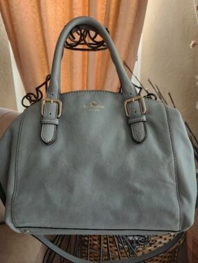 Kate Spade Brighton Park Sloan Satchel in Dusty Blue with Shoulder Strap CALLOUT